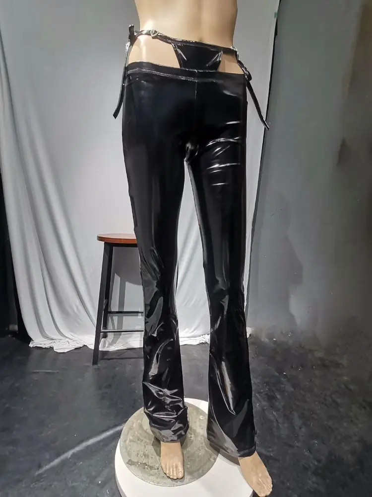 PVC pants trousers Women Leggings High Waist Elastic PU Leather Skinny  Pants Shiny WetLook Ankle-Length Bottom : : Clothing, Shoes &  Accessories