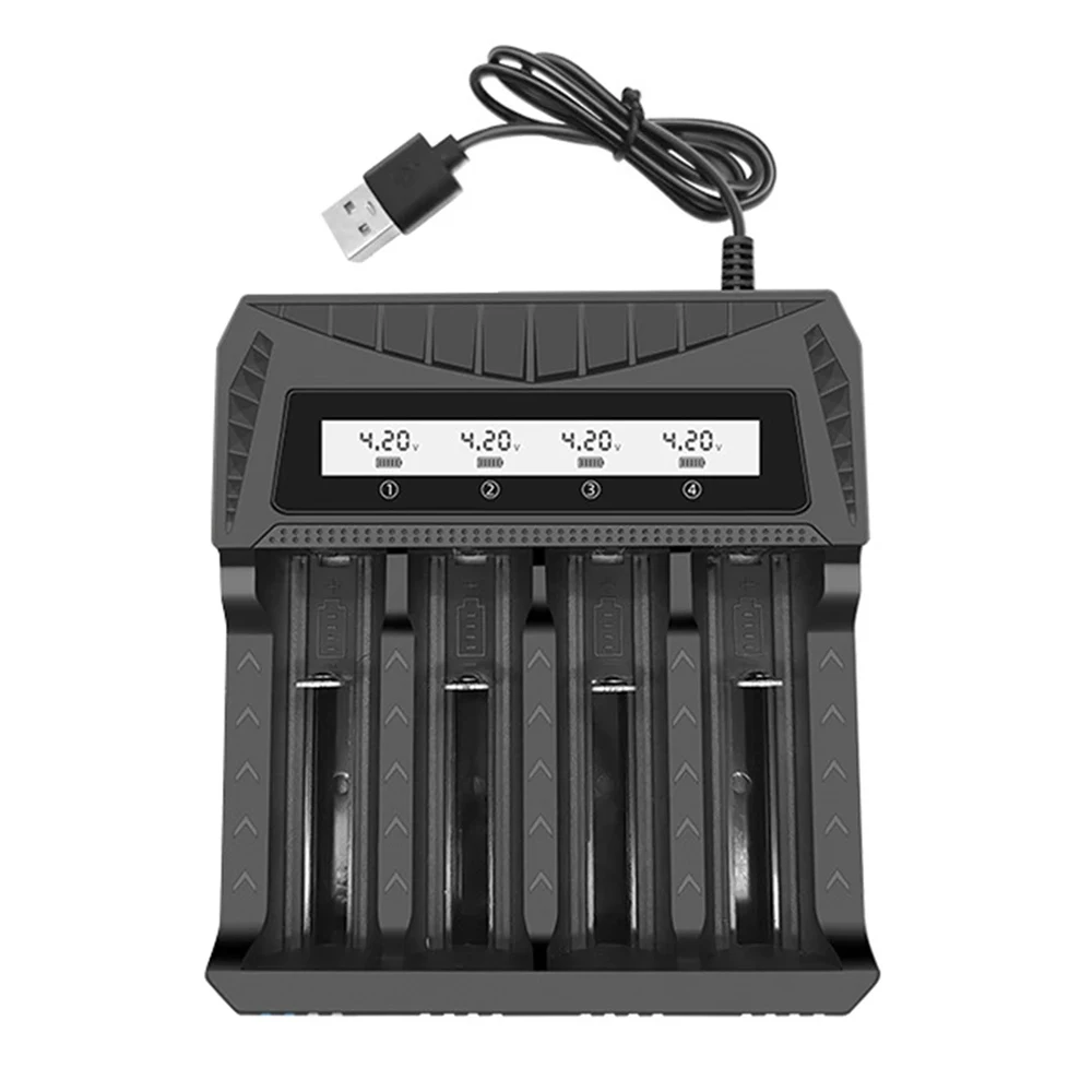 Battery Charger 1 2 4 Slot Intelligent LCD Screen 18650 4.2V Rechargeable For 1.2V NI-MH AA / AAA