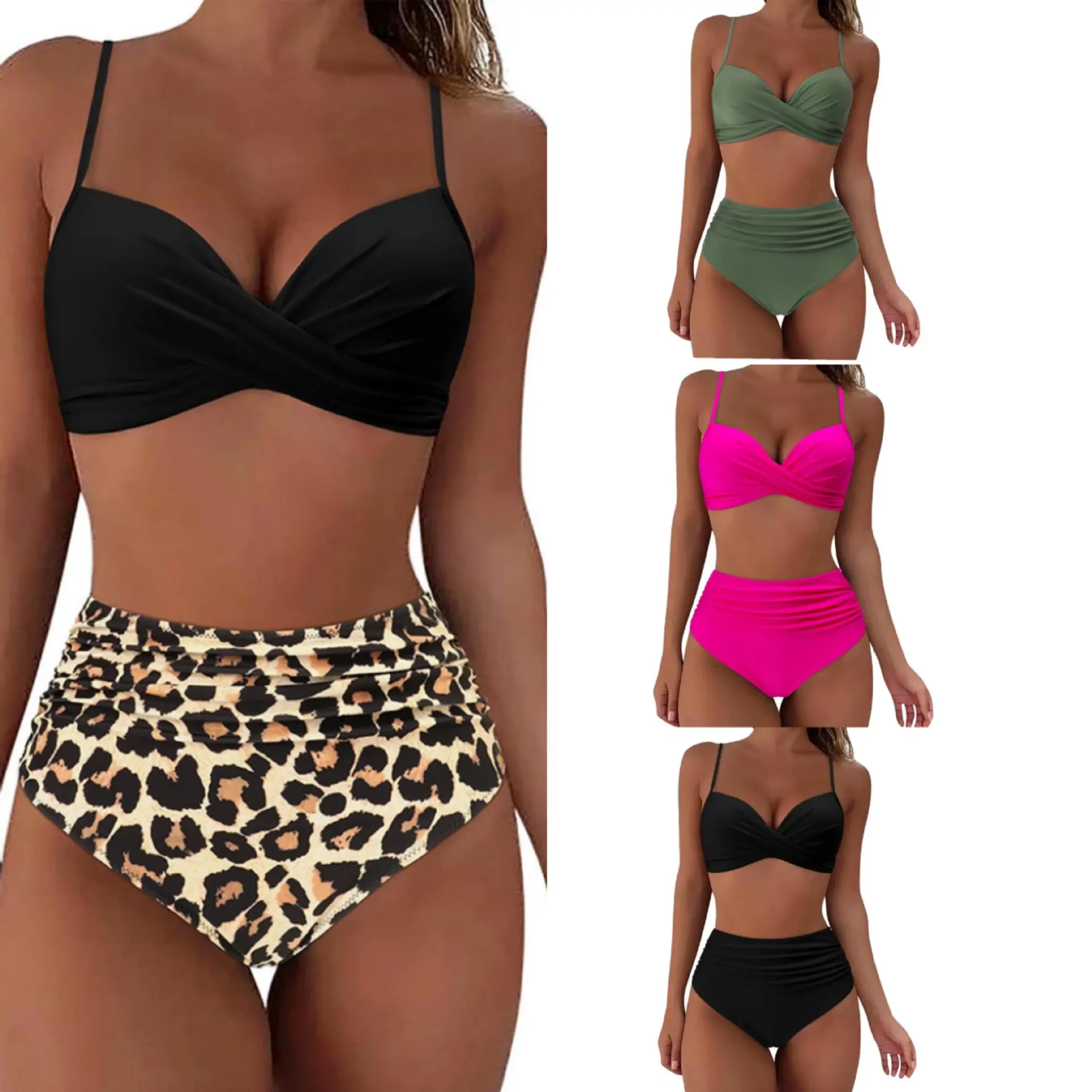 

Women Swimwear One Piece Swimsuit Solid High Waist Push Up Bathing Suit Beachwear Monokini Sexy Female Bathing