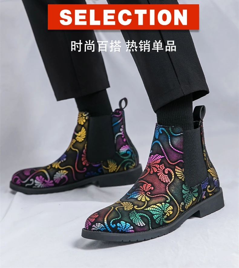 High-End-Marke Herren Lederstiefel Formale High Top Freizeitschuhe Kleid Stiefel Chelsea Business Hochzeit Stiefeletten Herren 38-48 – Detail 3