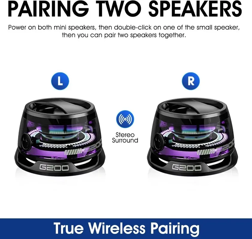 G200 - Altoparlante Bluetooth Magnetico Con Base Forte, RGB, Impermeabile, Suono 3D, 7 Ore Di Autonomia