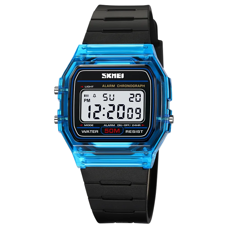 ساعة يد Skmei-نسائية رقمية ، بحزام شفاف من البولي...