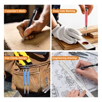 Professional Metal Carpenter Pencil Set with 2.8mm 2box Refill Lead, Deep Hole Woodworking Engineering Marking Tool 6