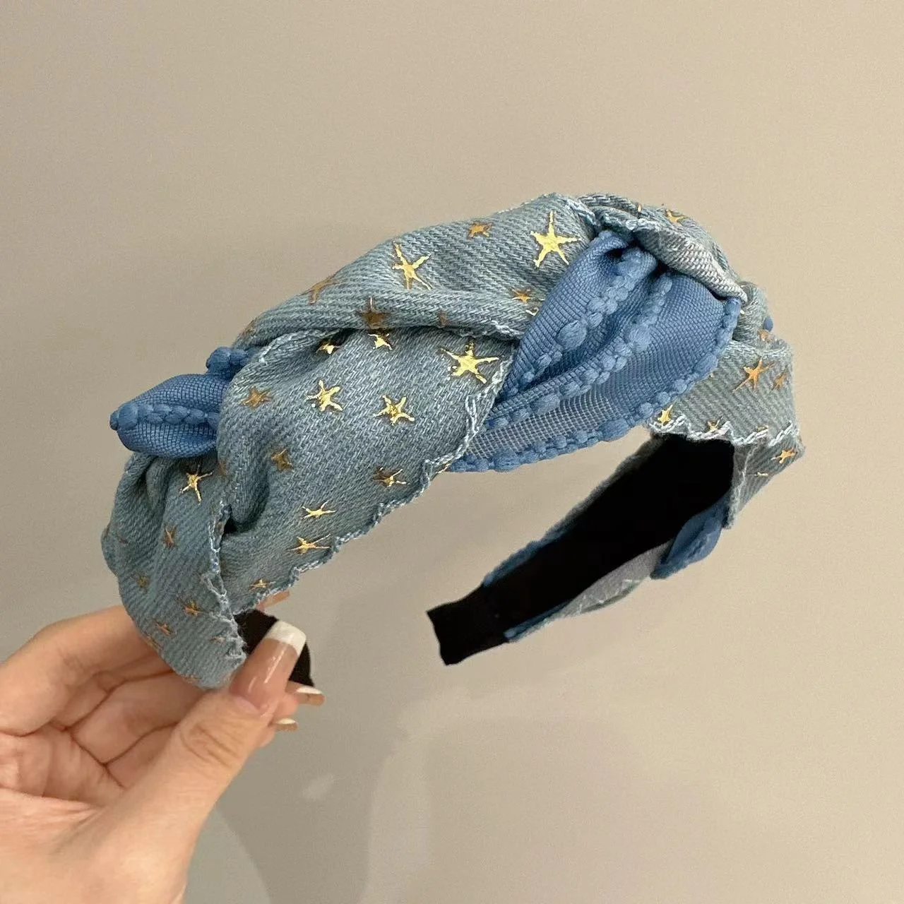 고급스러운 청바지 헤어밴드 스타 패턴 외출용 높이 조절 가능한 머리'utilisation 패션 헤어 액세서리