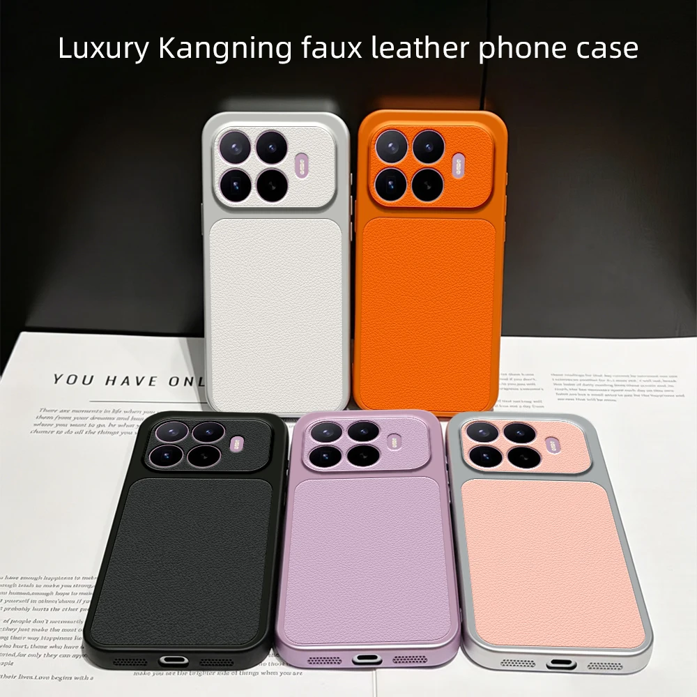 Luxury Leather Back Case with Lens Protection - Elegant Matte Finish