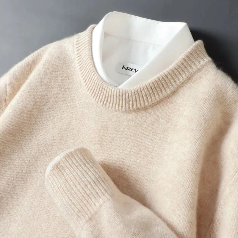 

O-neck Men's Wool Sweater Casual Male Simple Loose Bottomed Shirt Large Autumn Winter Classic Cashmere Knit Shirt