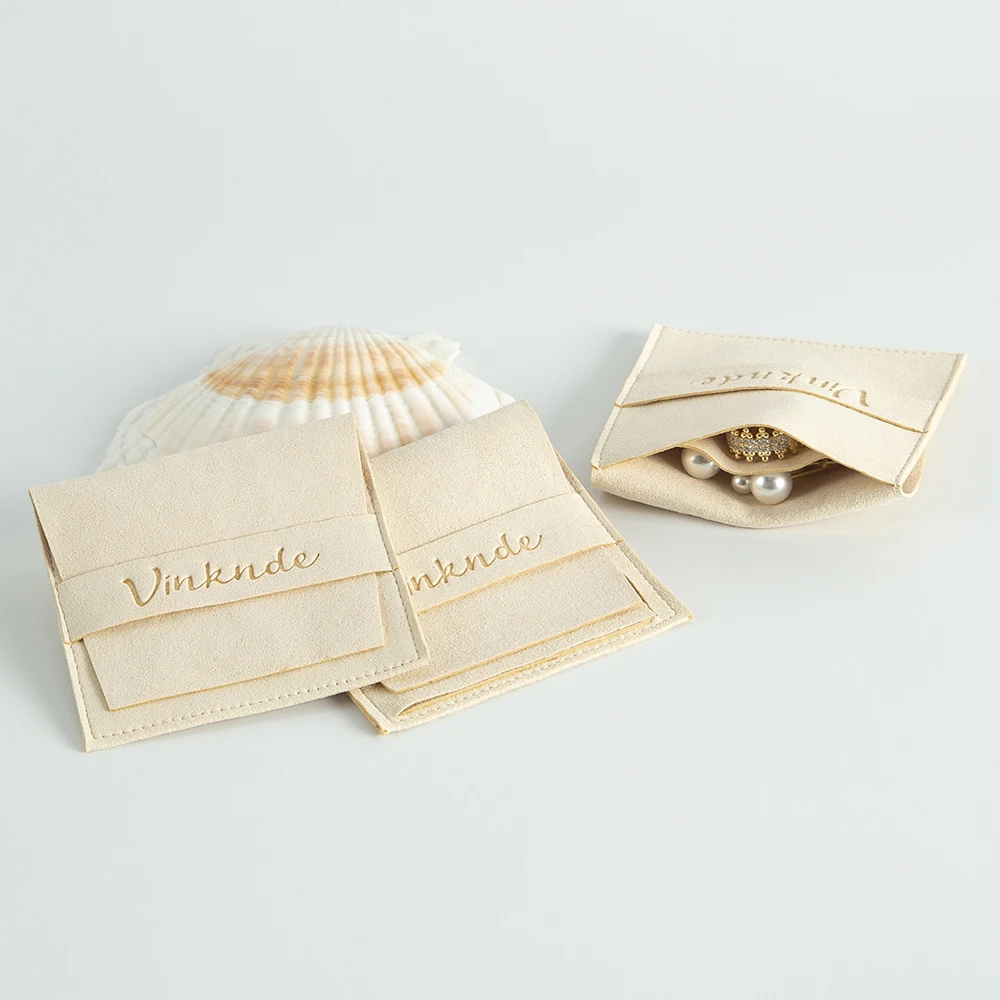 50 Teile/los Individuelles Logo Schmuck Tasche Innen Mit Teiler Mikrofaser Samt Wildleder Umschlag Beutel Ringe Ohrringe Separat Schützen – Detail 10