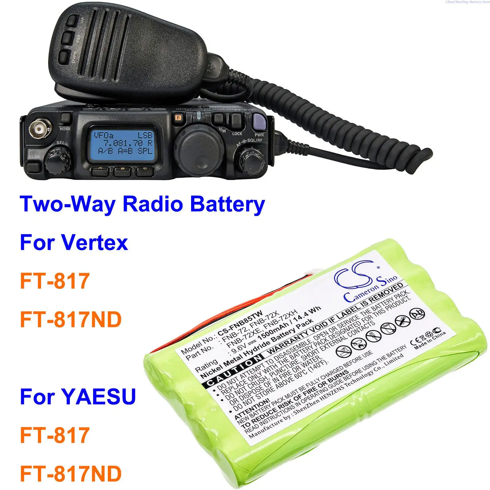Vertex/YAESU FT-817, FT-817ND, FT-818용 9.6V 1500mAh 양방향 라디오 배터리 FNB-72,FNB -72x,FNB-72xe,FNB-85,FNB-72xx,FNB-72xh - AliExpress