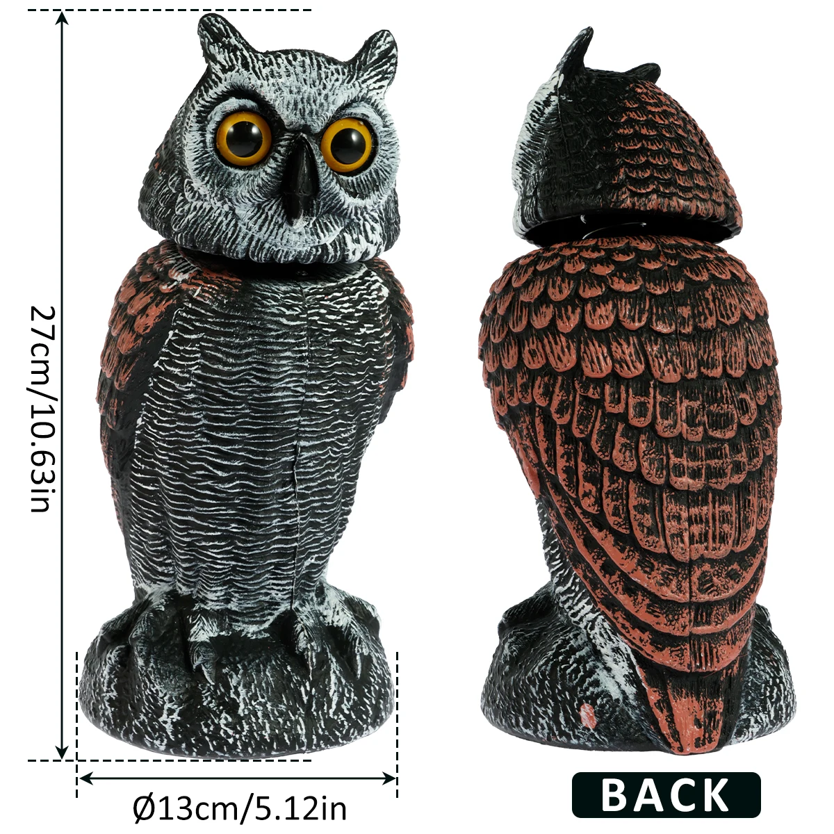 Owl decoy bird repellent decoy fake owls scare birds with 360&deg; swivel head