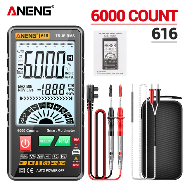 ANENG 681 Smart Antiburn Rechargeable Multimeter True RMS 6000 Counts
