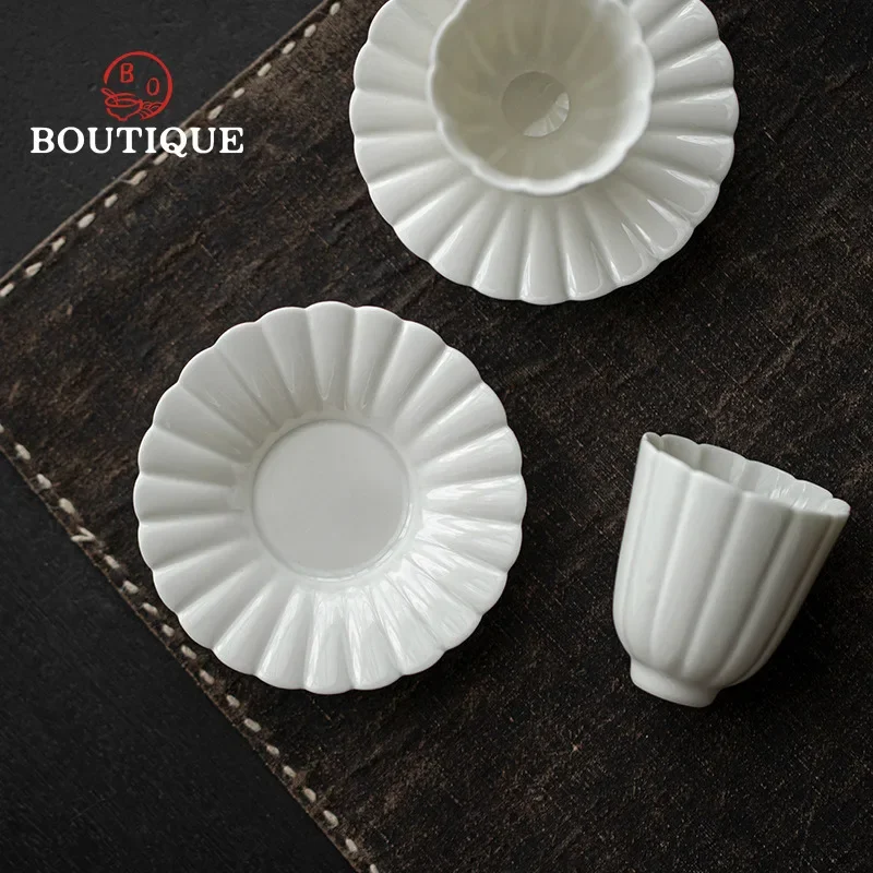 Creative Petals Teacup Chinese Tea Cup Gift Jingdezhen Ceramics Pottery Home Aesthetic Cups Mate Pair Bowl Camping Tool Teaware