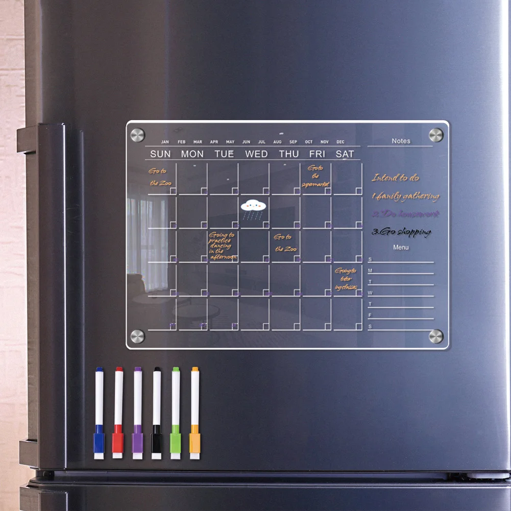 Magnetic Acrylic Calendar With 6 Markers Planning Boards Monthly Weekly Planner Wall Stickers For Fridge Refrigerator Home Decor