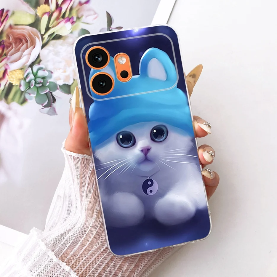 Cute Cat & Peacock Painted Soft Slim Phone Case - Artistic Protective Cover