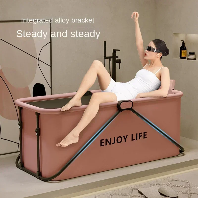 Folding home installation-free adult sauna bath tub baby bath tub children thickened Folding bathtub