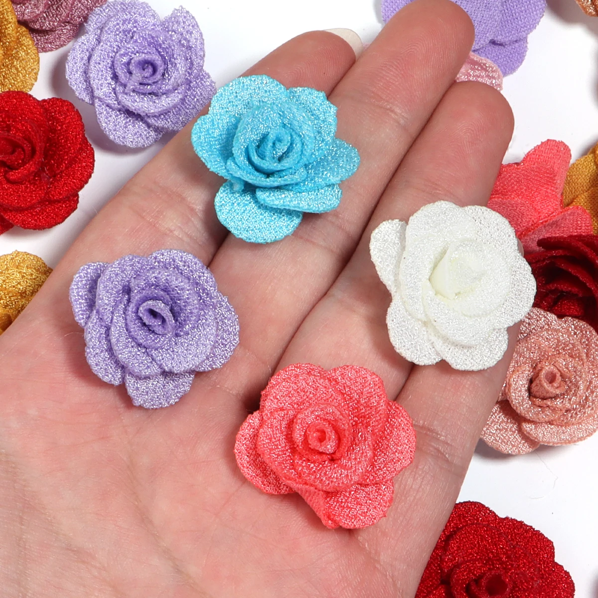 10-Piece Set of 3cm Handmade Three-Dimensional Rose Flower Accessories