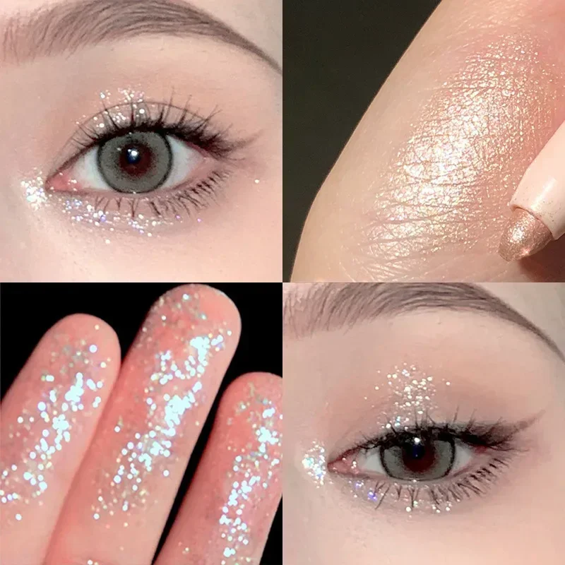 Diamond Glitter Eyeshadow Liner Pencil Face Makeup Highlighter Long lasting Matte Pink Silkworm Champagne Gold Eyeliner Pen