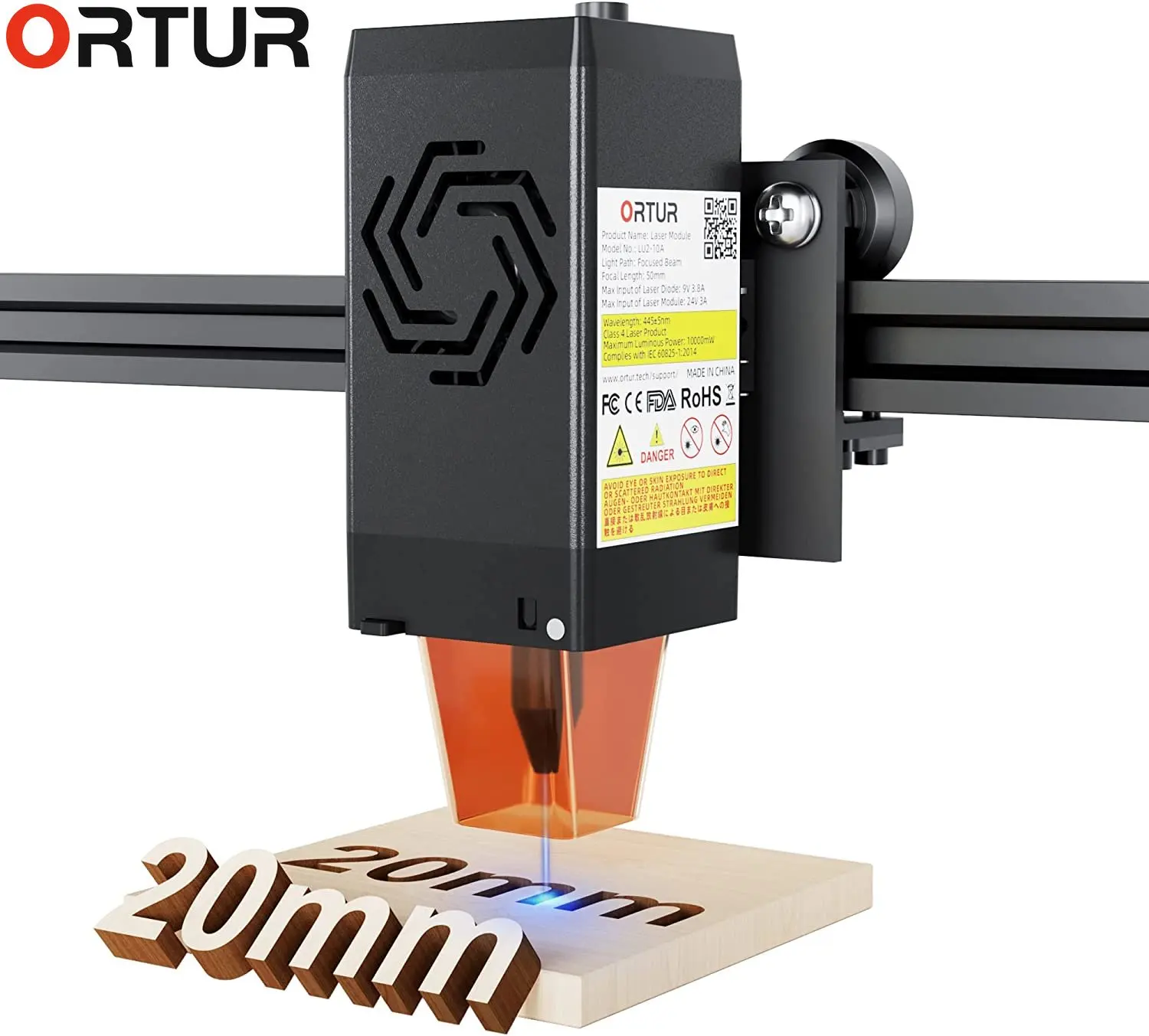 Ortur True 10W Output Modulo Laser Di Potenza Ottica Testa A Diodi 20000 Mm/Min Per Macchina Per Incidere Strumento Di Taglio Acrilico Per Marcatura D