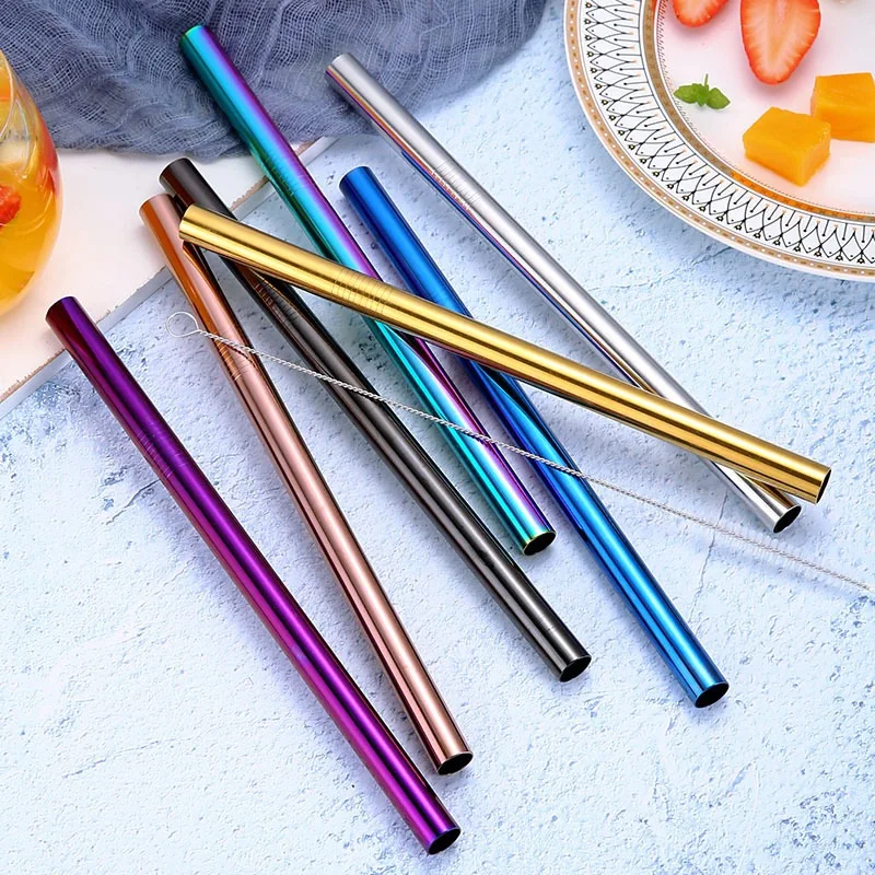 

Stainless Steel Straw Reusable Colorful Drinking Straws Eco-Friendly Cocktail Straws for Juice Tea Coffee Bar Accessory