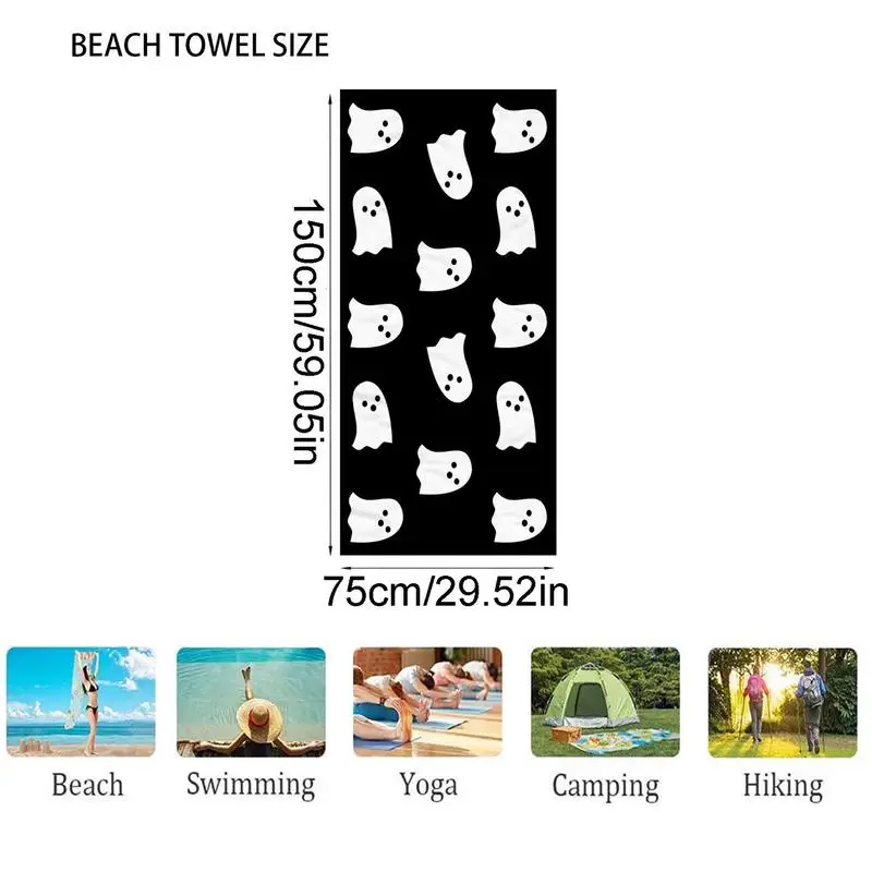 Pink ghost bathroom towel 59x29 Inch Halloween beach towel double-stitched super-absorbent quick-dry