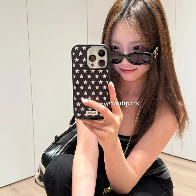 รูปสินค้า เคสโทรศัพท์ลายดาวเกาหลีแบบเต็มจอ สไตล์อินเทรนด์ สำหรับ iPhone 17 16 15 14 13 12 11 Pro Max รุ่น Y2K