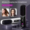 Electric LCD Usb Ceramic Heating Straight Hair Comb Wireless Portable Negative Ion Styling Tool Rechargeable Straightening Brush 1