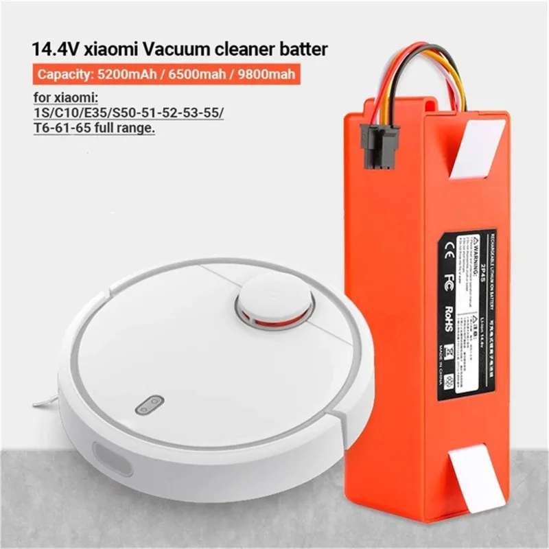 Vacuum cleaner battery Replacement battery for Xiaomi Roborock Robotic vacuum cleaner S55 S60 S65 S50 S51 S5 MAX S6 Parts 14.4V 12800mAh
