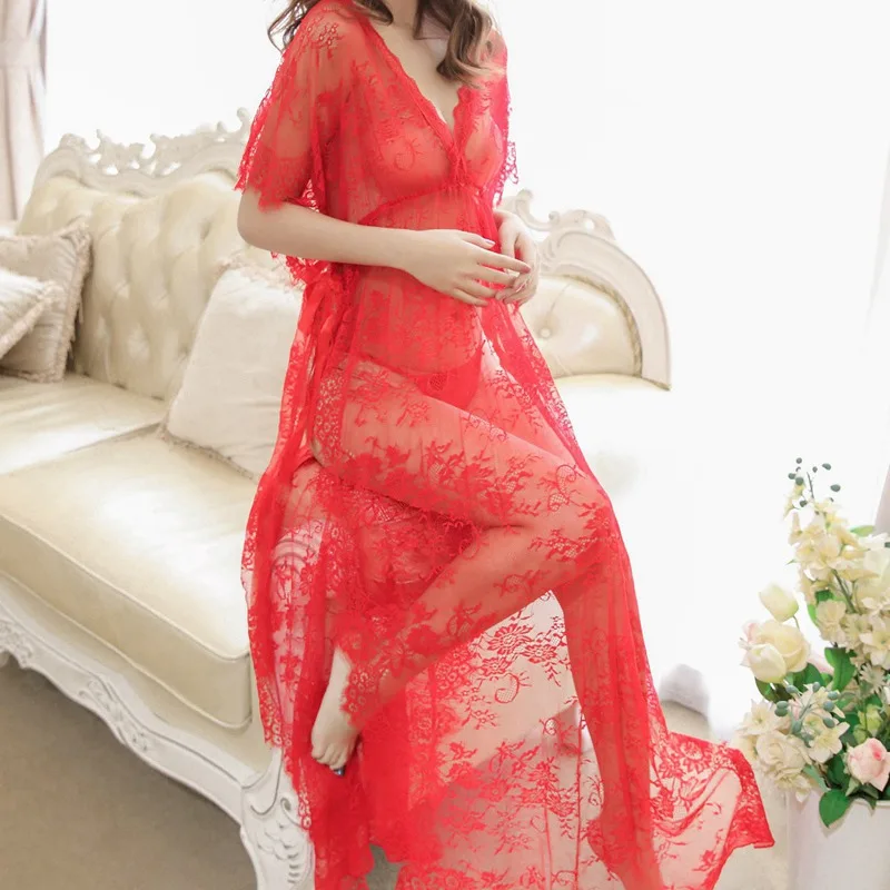 Women's Sleepwear Sexy Women Robe Longue Femme Club Dress Long Dress Party Bridesmaids Robe Floral Nightgown Long Ladies Gowns