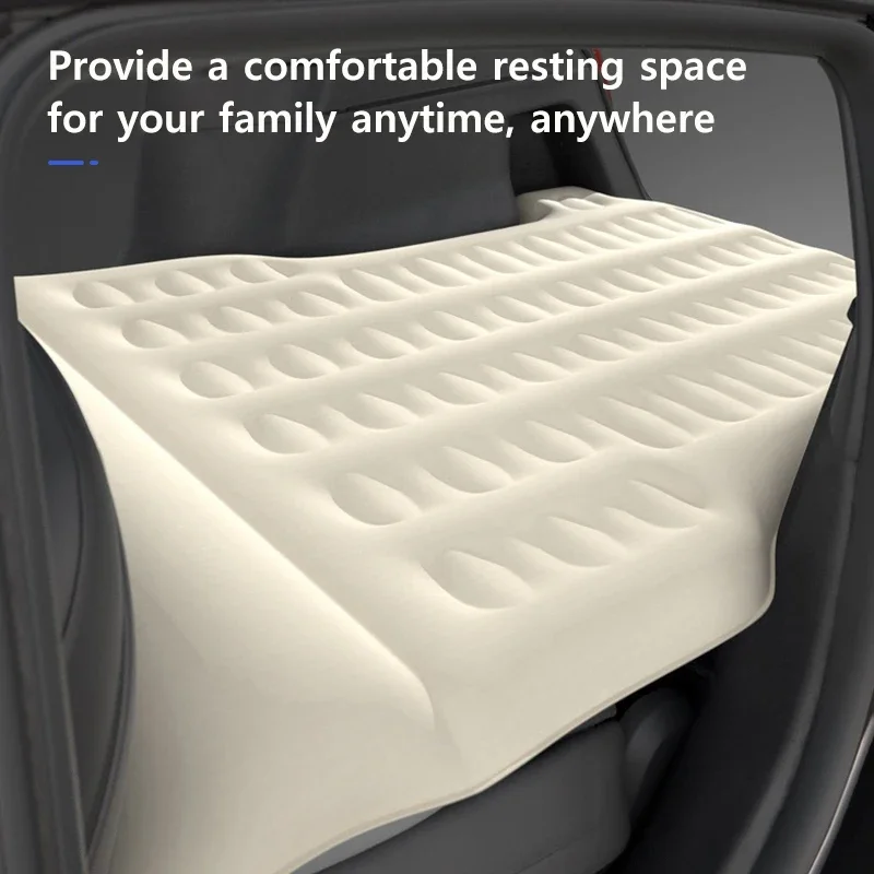 For Tesla Model Y-Car Air Bed Portable Rear Folding Inflatable Mattress for Camping with Flocking Surface and Air Pump