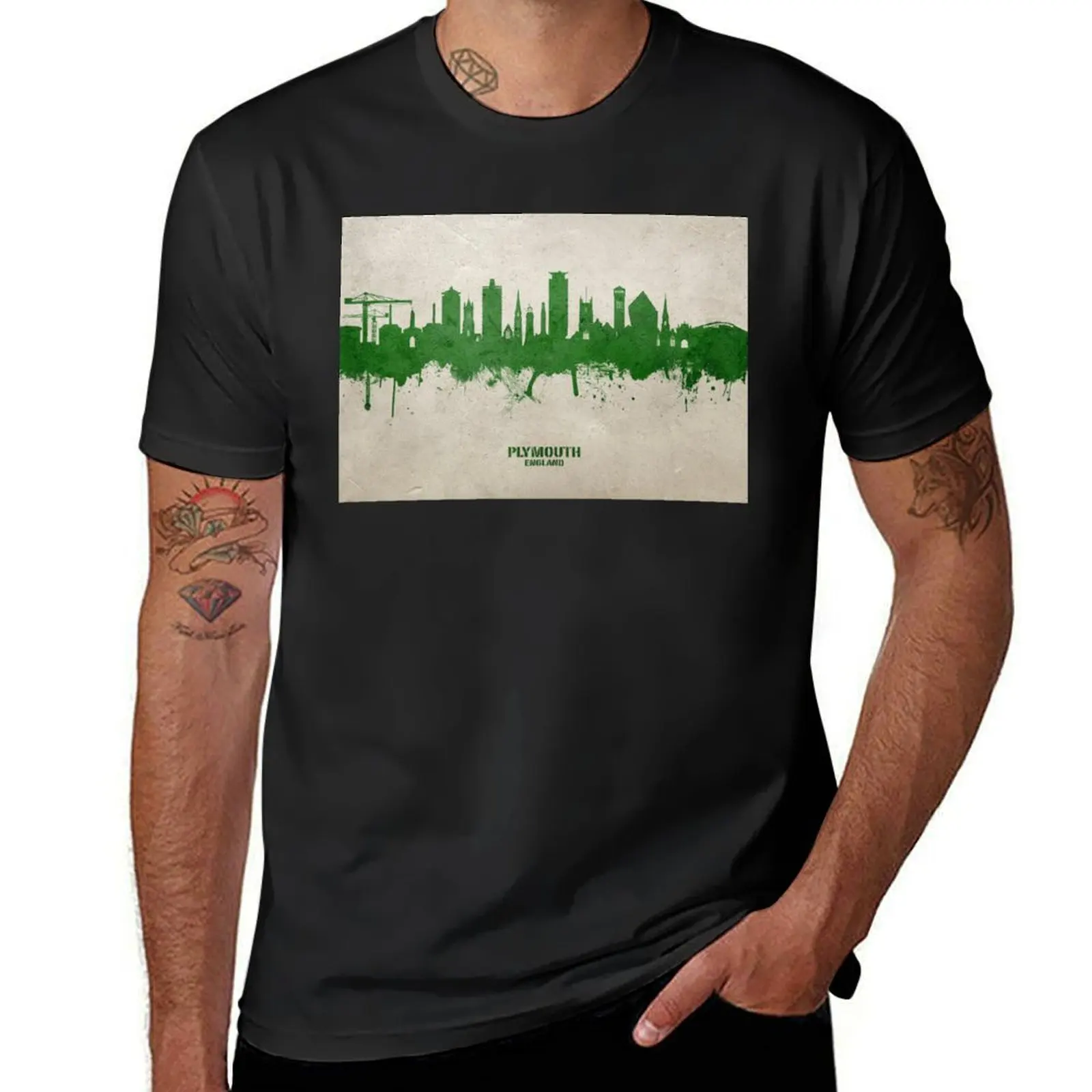 Plymouth England Skyline T-Shirt shirts graphic tees summer clothes plain t shirt for men