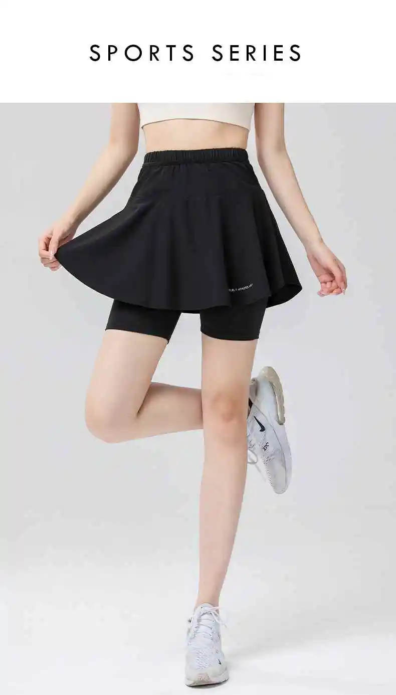 Women's Tennis Skirts, High Waisted 2 in 1 Sports Skirt with Pockets , Athletic Skorts for Running Badminton, Golf Wear 8 S8d058b0b76ce446791081482286e332an