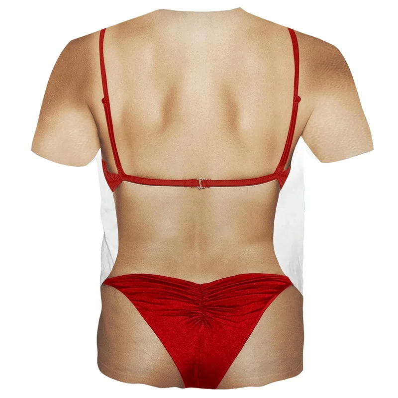 T-shirt Donna Stampa 3D Bikini Divertente – Girocollo, Manica Corta, Morbida In Poliestere – Casual Estiva