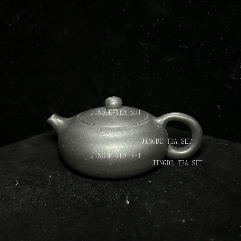 190ml Chinese Yixing Purple Clay Tea Pot Boutique Black Mud Flat Xishi Teapot Home 9 Hole Filter Teaware Customized Tea Infuser