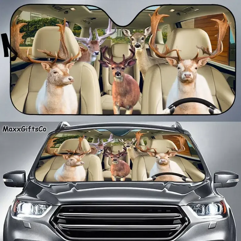 

Deer Car Sun Shade, Deer Windshield, Family Sunshade, Deer Car Accessories, Car Decoration, Gift For Dad, Mom