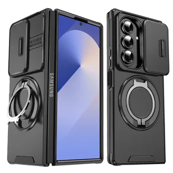 Samsung Galaxy Z FOLD 7 5G Case Slide Camera Protect Armor Phone Case For Galaxy Z FOLD 7 ZFOLD7 Magnet Holder Ring Cover