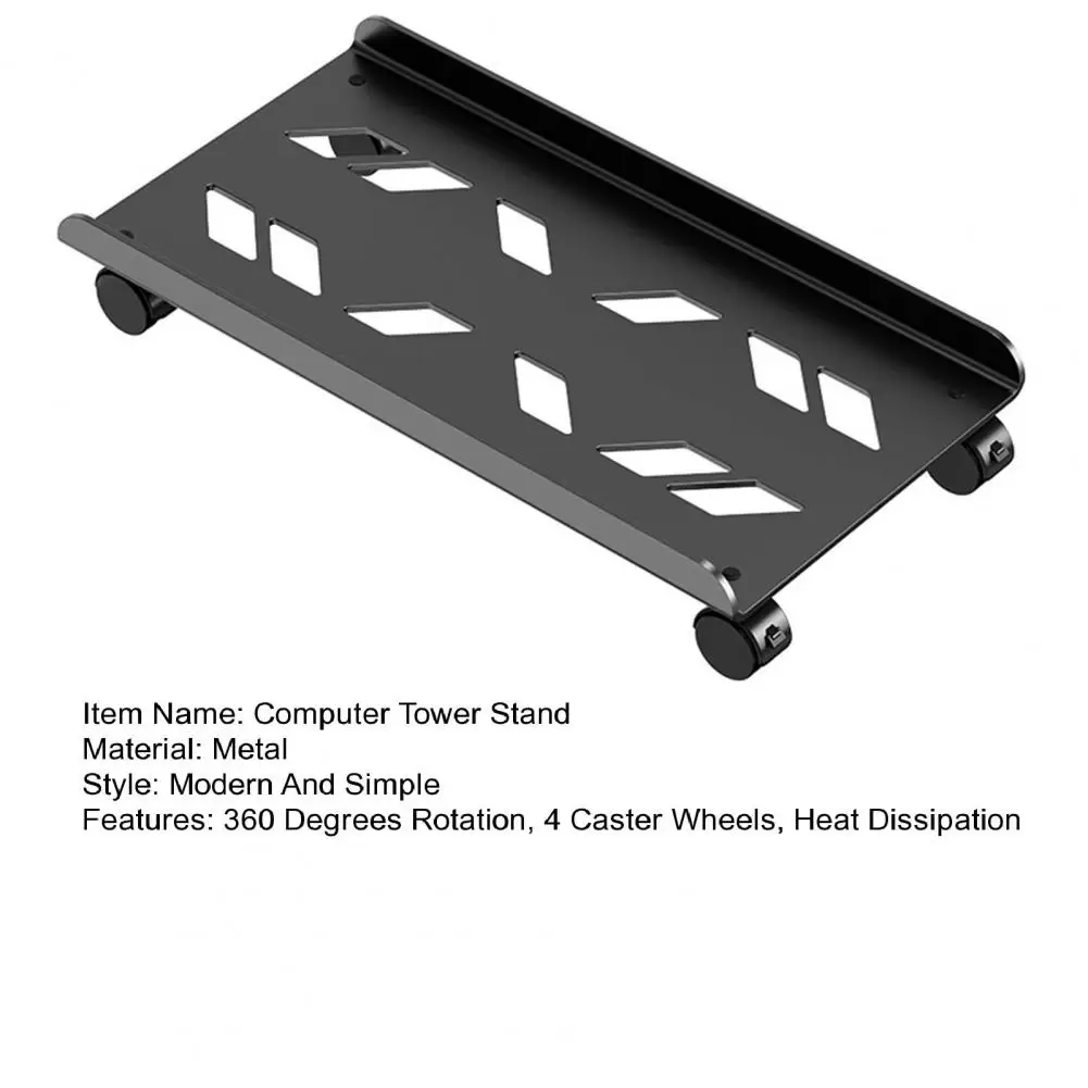 Desktop Computer Holder Lockable 4 Caster Wheels 360 Degree Rotation