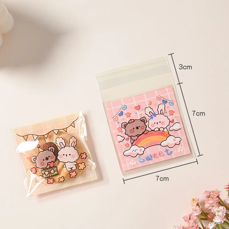 100pcs LBSISI Life 7x7 + 3cm Candy Cookie Bags For Nougat Wedding Self Adhesive Bag jewelry Gift Poly Small Plastic Soap Package plastic candy bags