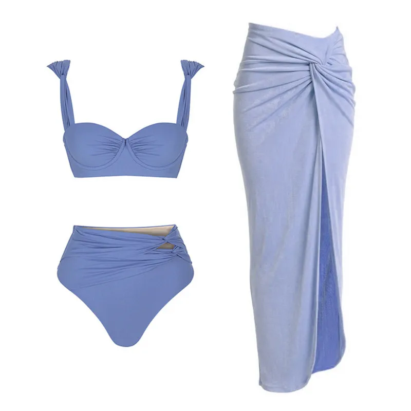 Summer 2024 Hot selling Metal Round Button Decorative Block Color Hollow out Swimsuit Set in Europe and America for Women