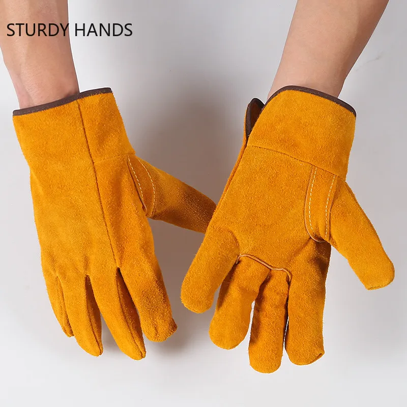 One Pair Fireproof Durable Cow Leather Welder Gloves Anti-Heat Work Safety Gloves for Welding Metal - Image 4