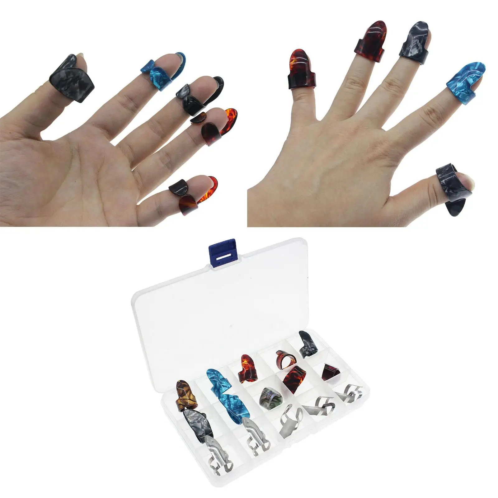 15pcs Finger Pick Set Guitar Picks，Stainless Steel Thumb Picks， Acoustic Guitar, Banjo or Ukulele