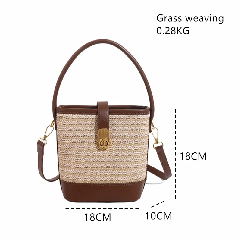 Women’s Fashion Trends Straw Bucket Bag Female Summer Handmade Woven Shoulder Bags Ladies Shopping Purse New Beach Bags Handbags 5