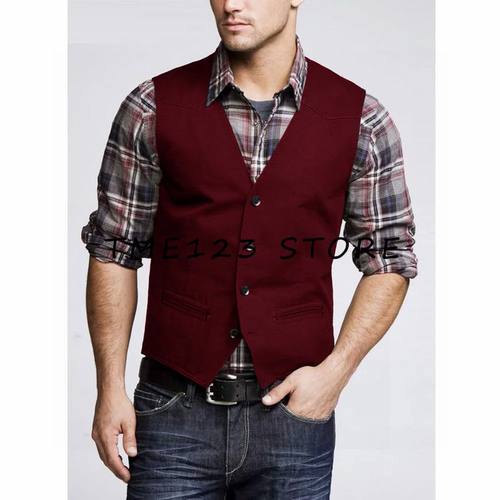 Men's Suit Vest Stand Collar Retro Slim Fit Sleeveless Steampunk Vest Wedding Groom Vest for men Waistcoat