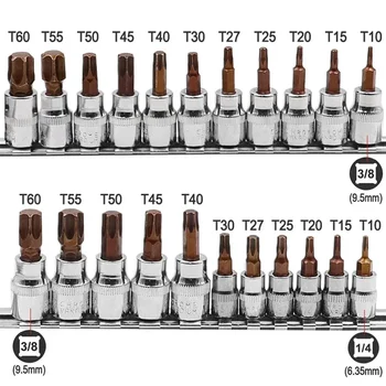 11PCS Screwdriver Bit Bits 3/8 1/4inch Drive Socket Chrome Vanadium Steel Ratchet Socket Wrench Adapter Press-fit Sleeve 1