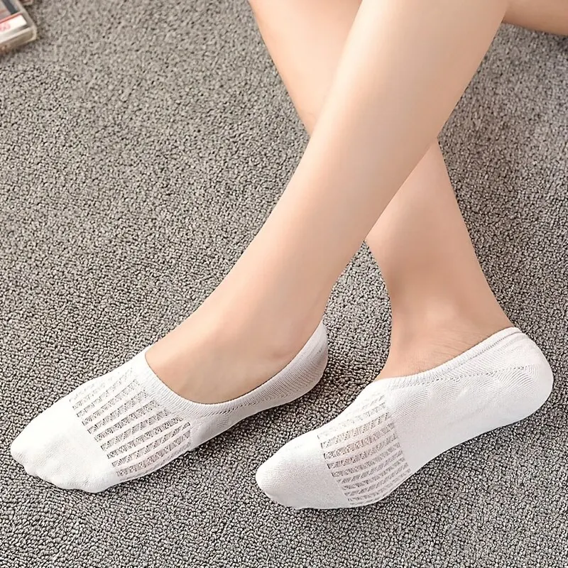 Woman Socks 5 Pairs Invisible Mesh Socks Comfy Breathable Low Cut Ankle Socks Women's Stockings & Hosiery
