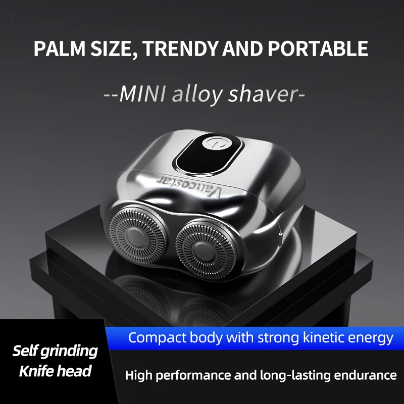 휴대용 미니 3D 듀얼 헤드 전기 면도기, 플로팅 나이프, C 타입 충전식, 더블 헤드, 방수 여행용 면도기
