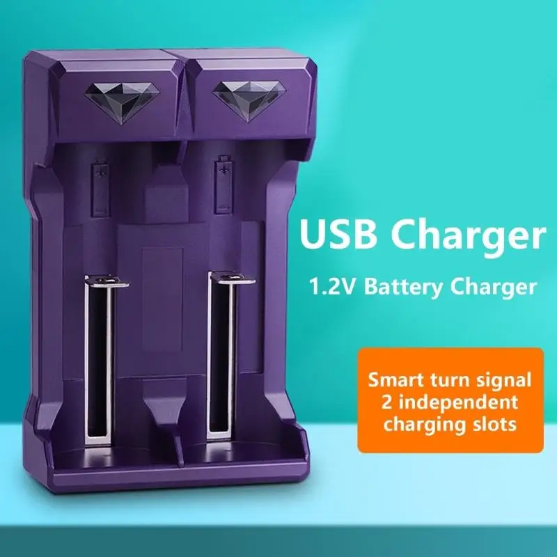 Dual-Slot USB Battery Charger with Real-Time LED Indicator