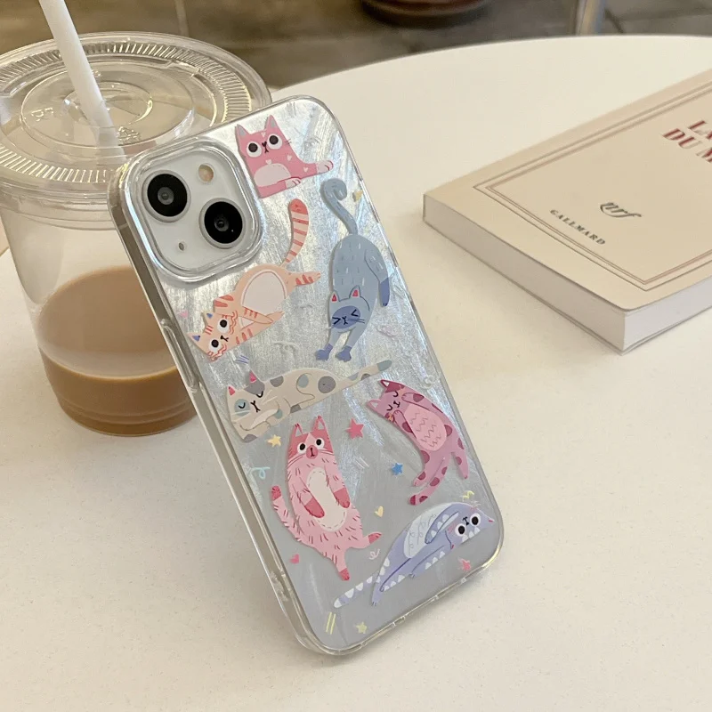 Kitten Graphic Feather Texture Phone Case - Stylish and Protective Back Cover