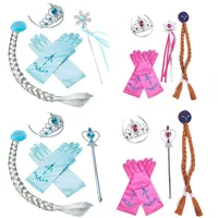 Children Princess Party Accessories Girl Cosplay Costume Kit Kids Crown Wand Gloves Earrings Ring Necklace Multi Color Supply 6