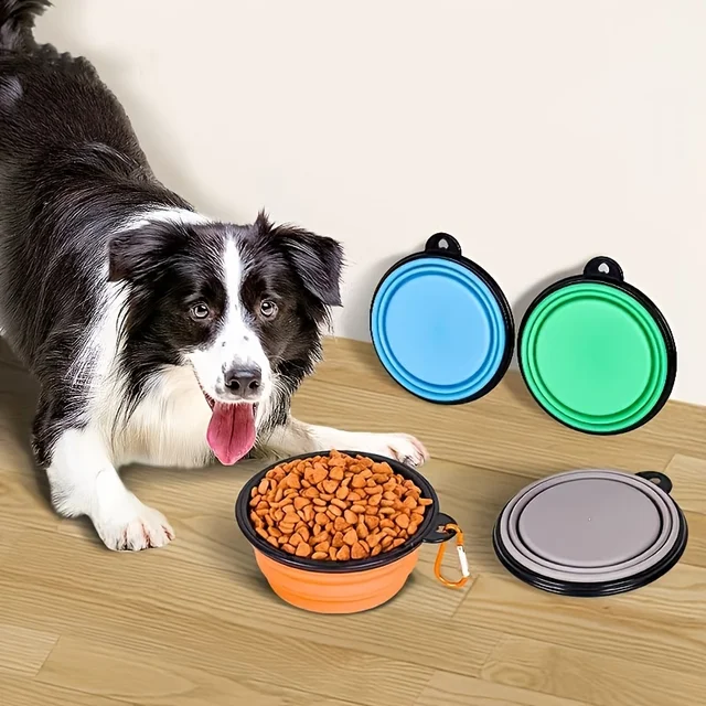 1/2PCS Portable Silicone Dog Bowl Cat Bowl with Climbing Buckle Outdoor Foldable Pet Bowl for Dogs And Cats