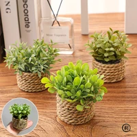 XIYA FLOWER Green Artificial Plants Eucalyptus Grass Woven Small Potted Plants Grass Mound 11cm PE Material Home Decoration 2