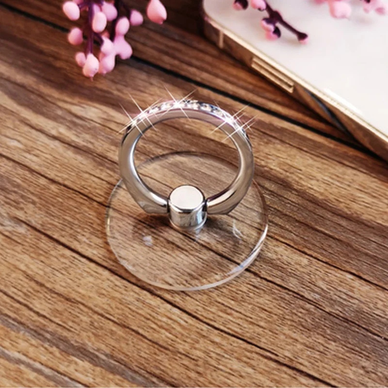Điện Thoại Giá Đỡ Chiếc Nhẫn Đứng Kim Cương Trong Suốt Kẹp Ngón Clear 360 ° Độ Chân Đế Tương Thích iPhone flexible phone holder
